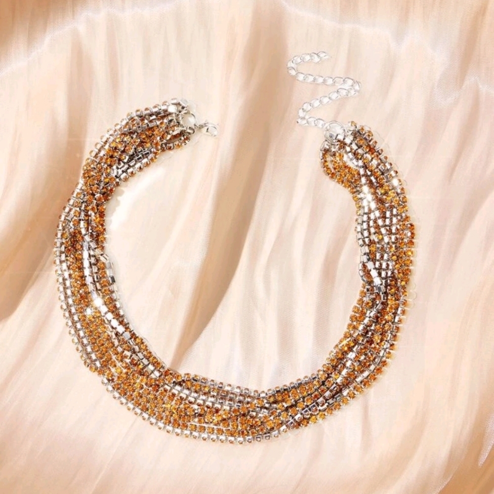 🎇 SALE‼️  Layered amber rhinestone necklace